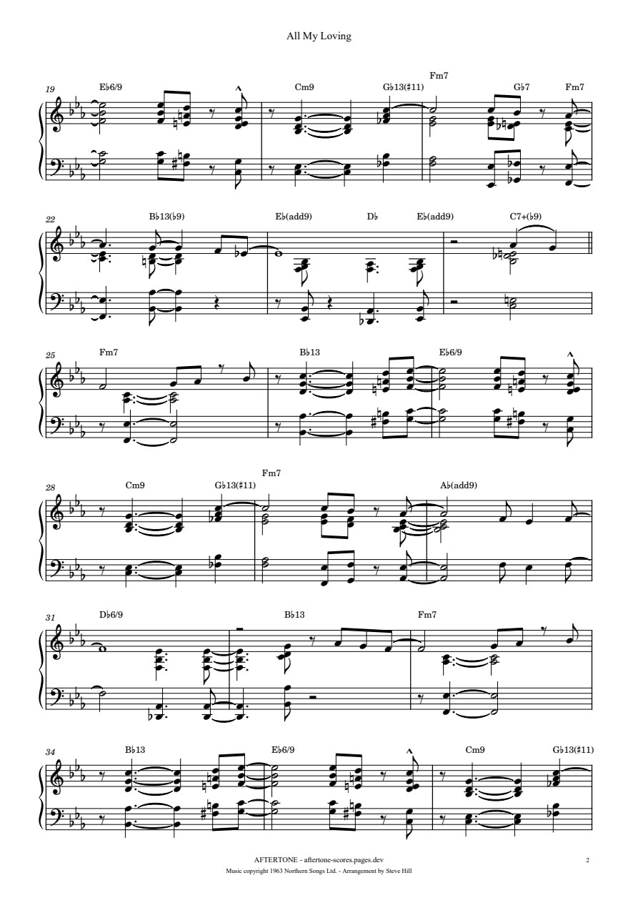 All My Loving piano sheet music, page 2