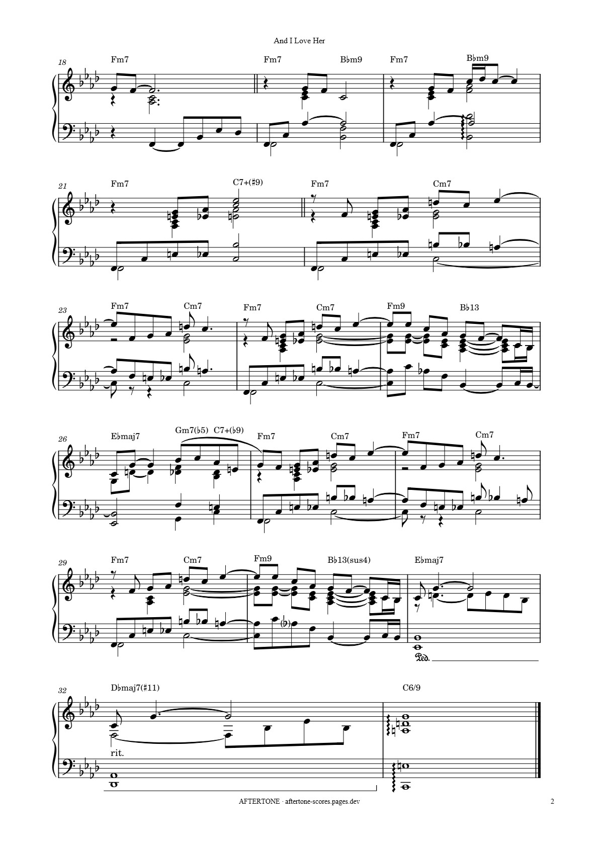 And I Love Her piano sheet music, page 2