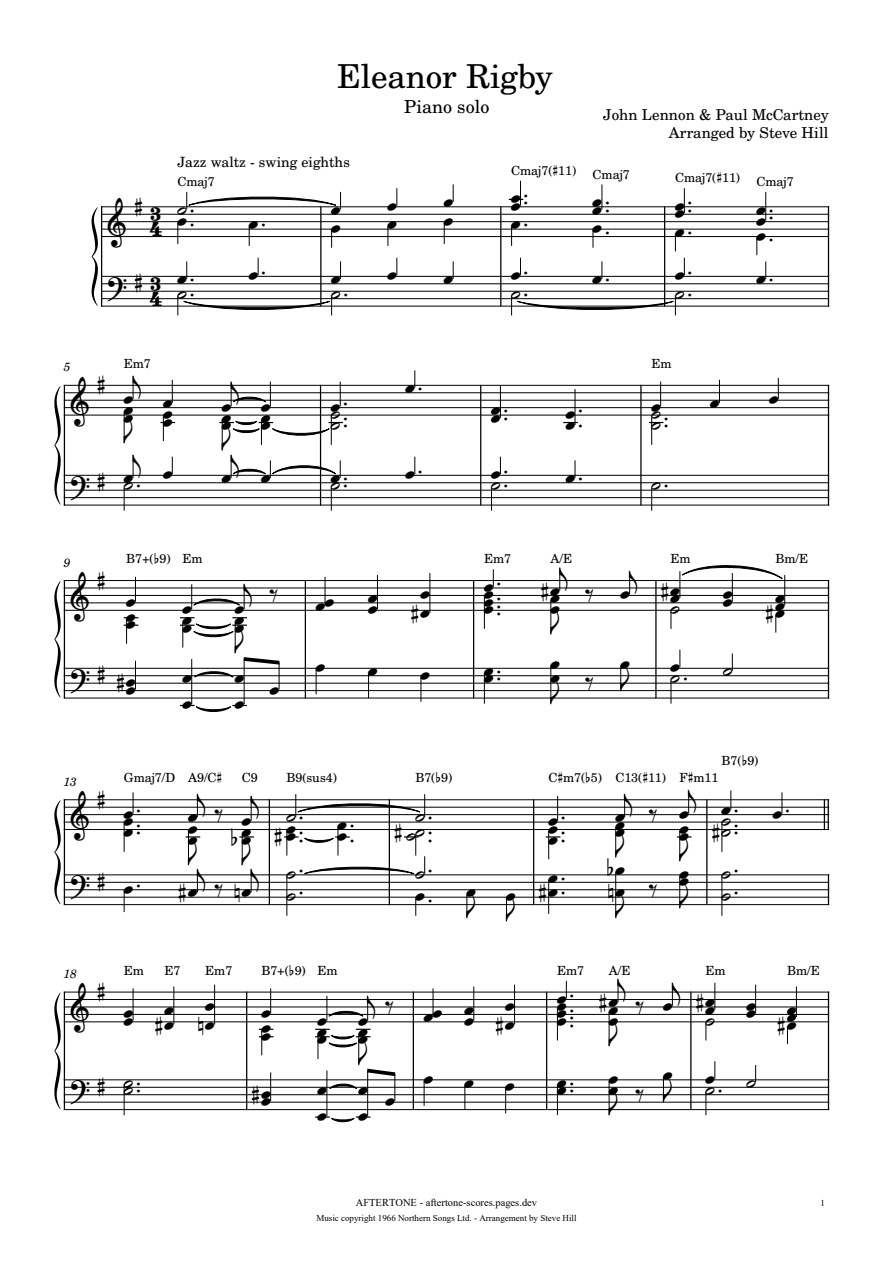 Eleanor Rigby piano sheet music, page 1