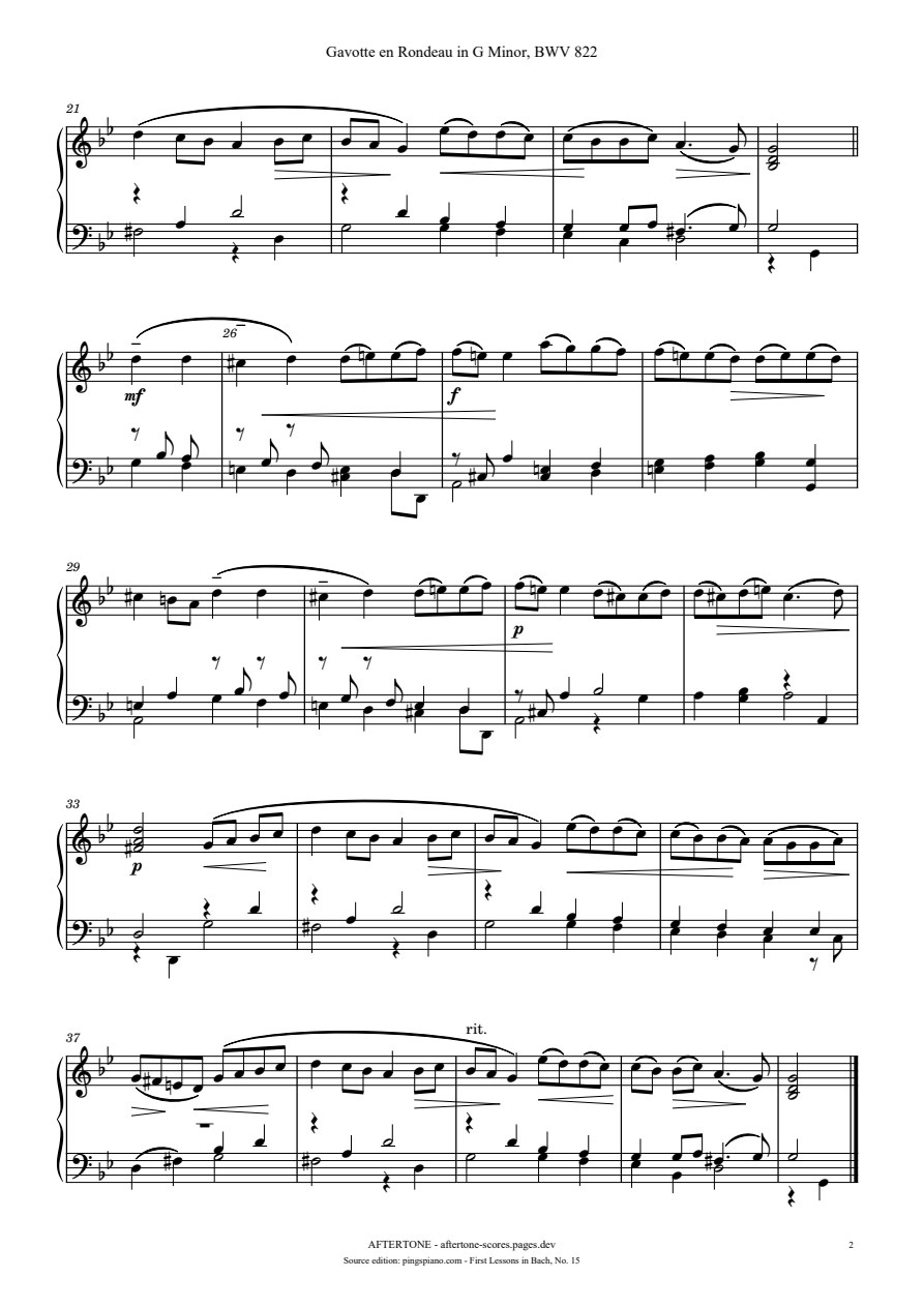 Gavotte en Rondeau in G Minor, BWV 822 piano sheet music, page 2
