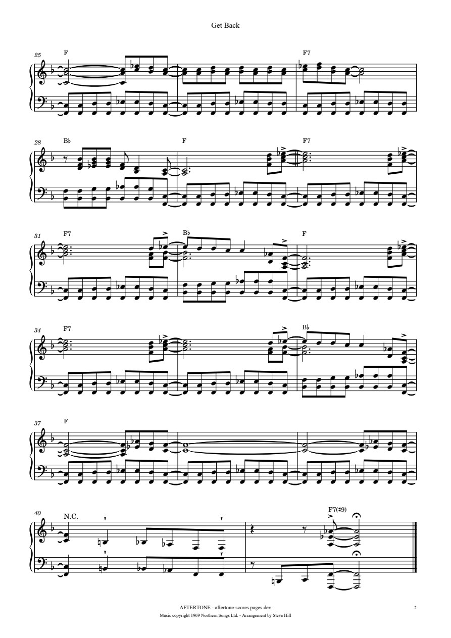 Get Back piano sheet music, page 2
