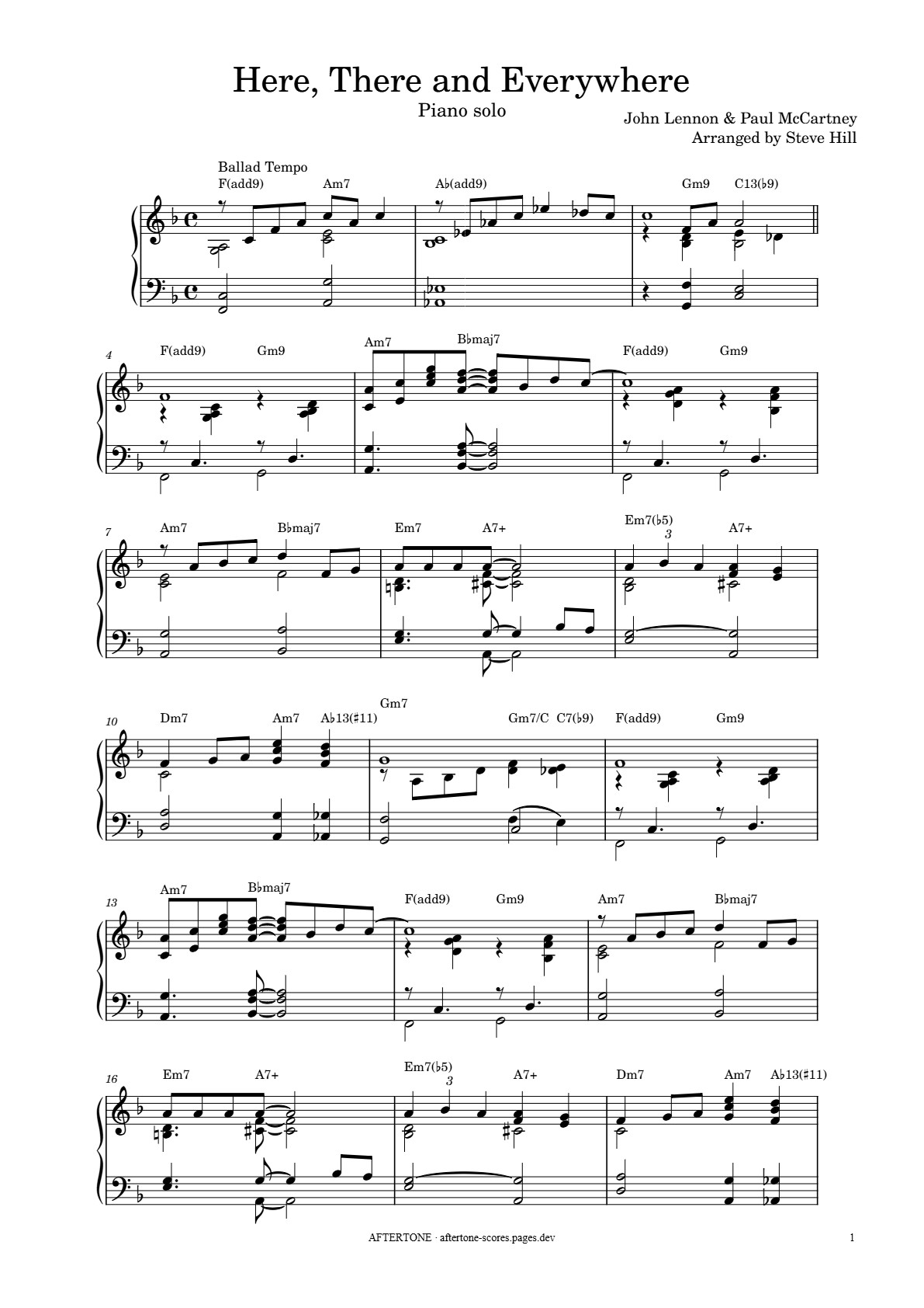 Here, There and Everywhere piano sheet music, page 1