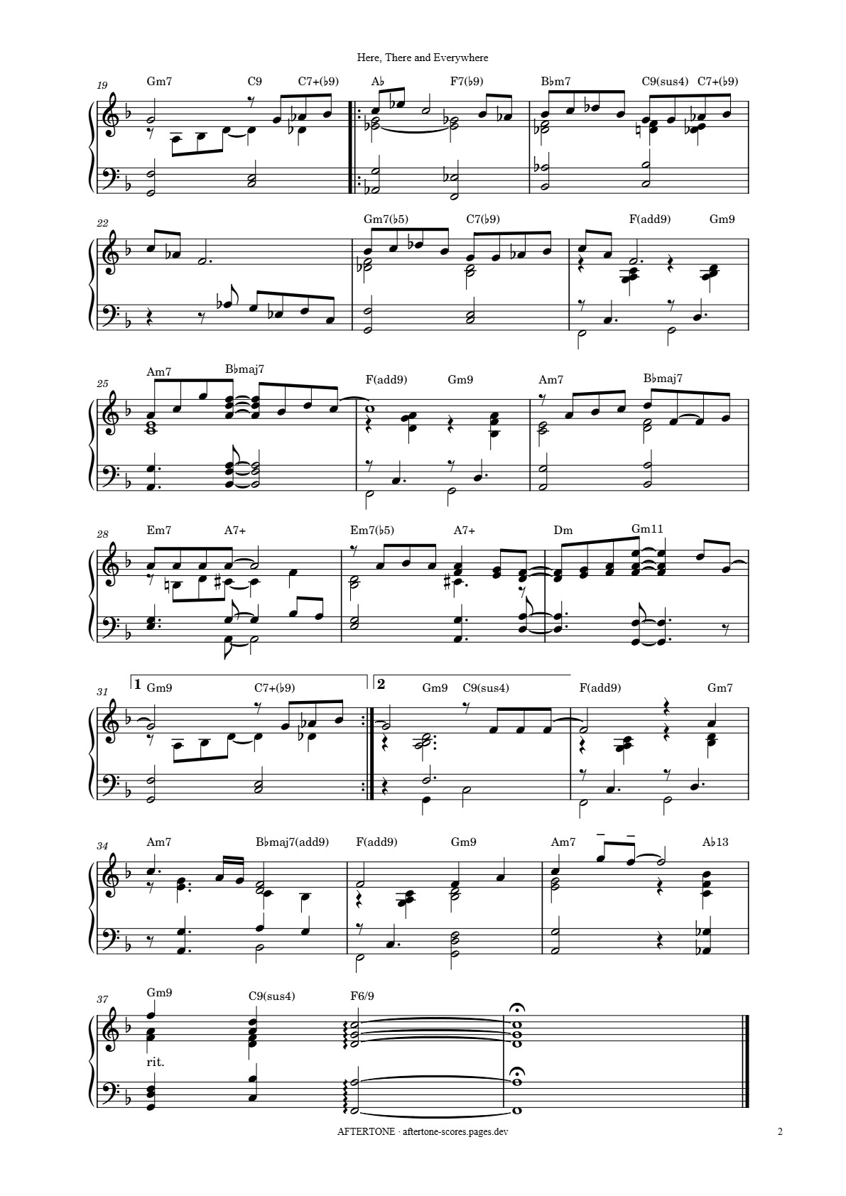 Here, There and Everywhere piano sheet music, page 2