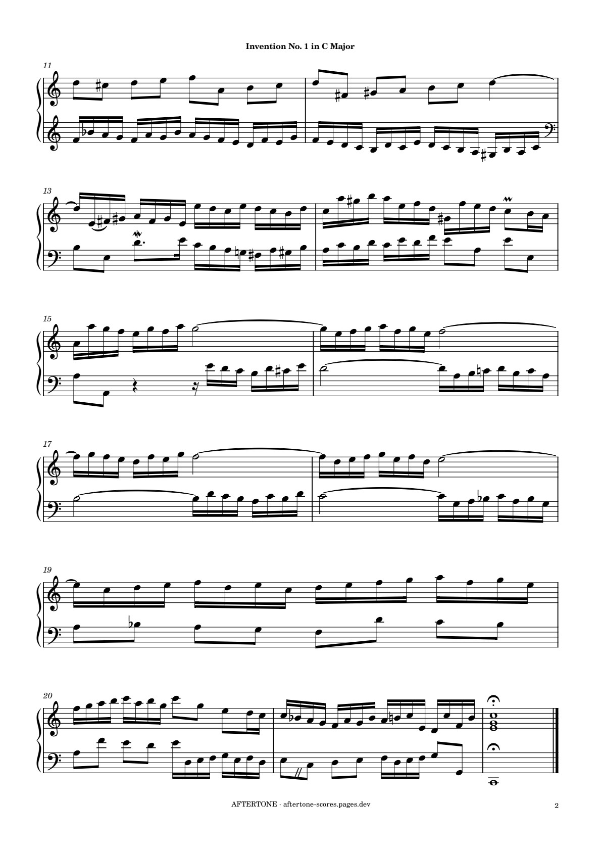 Invention No. 1 in C Major, BWV 772 piano sheet music, page 2