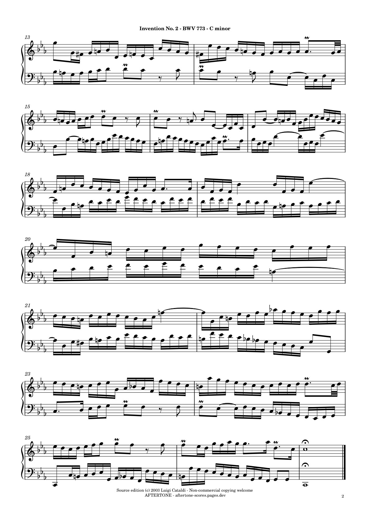Invention No. 2 in C Minor, BWV 773 piano sheet music, page 2