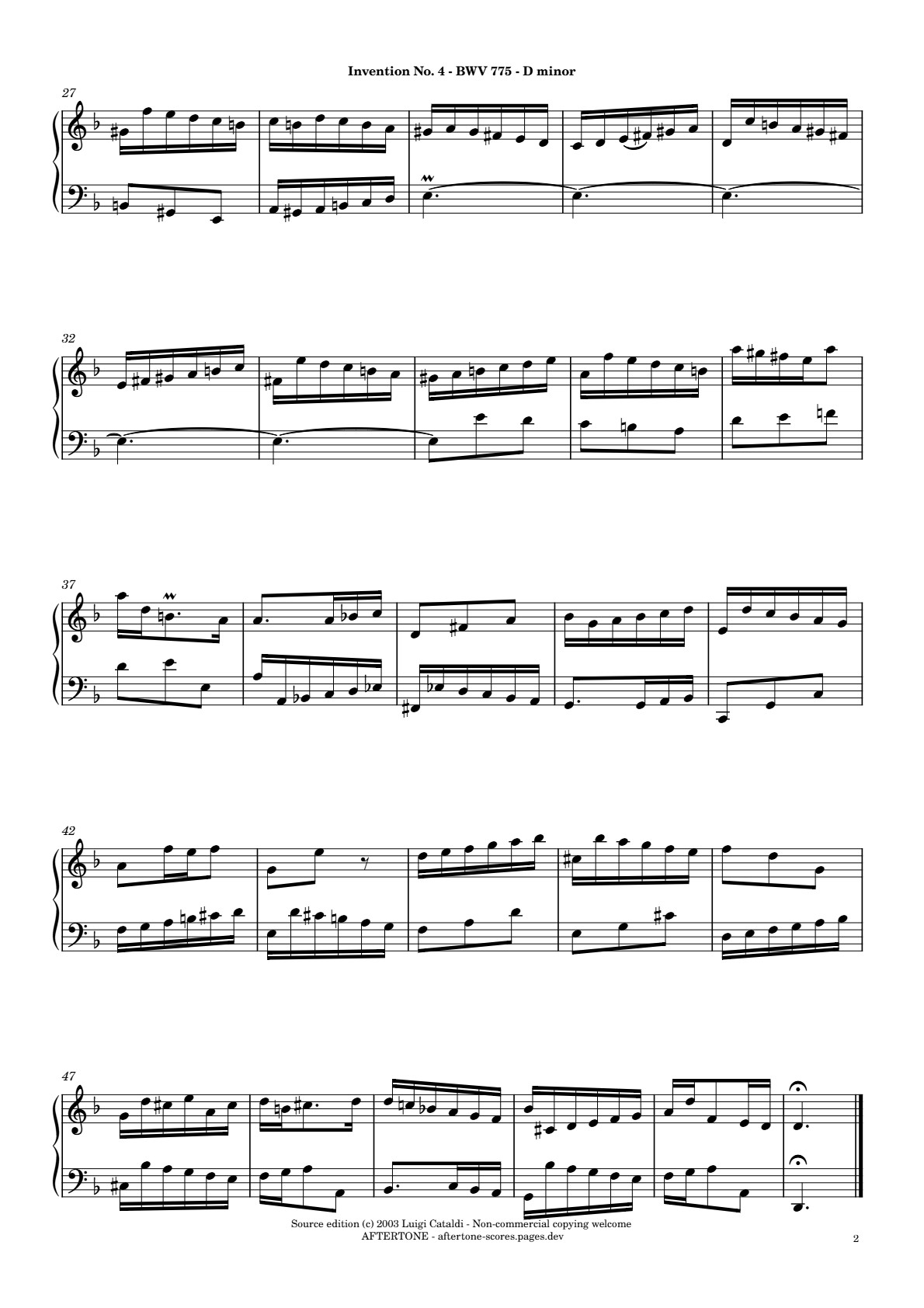 Invention No. 4 in D Minor, BWV 775 piano sheet music, page 2