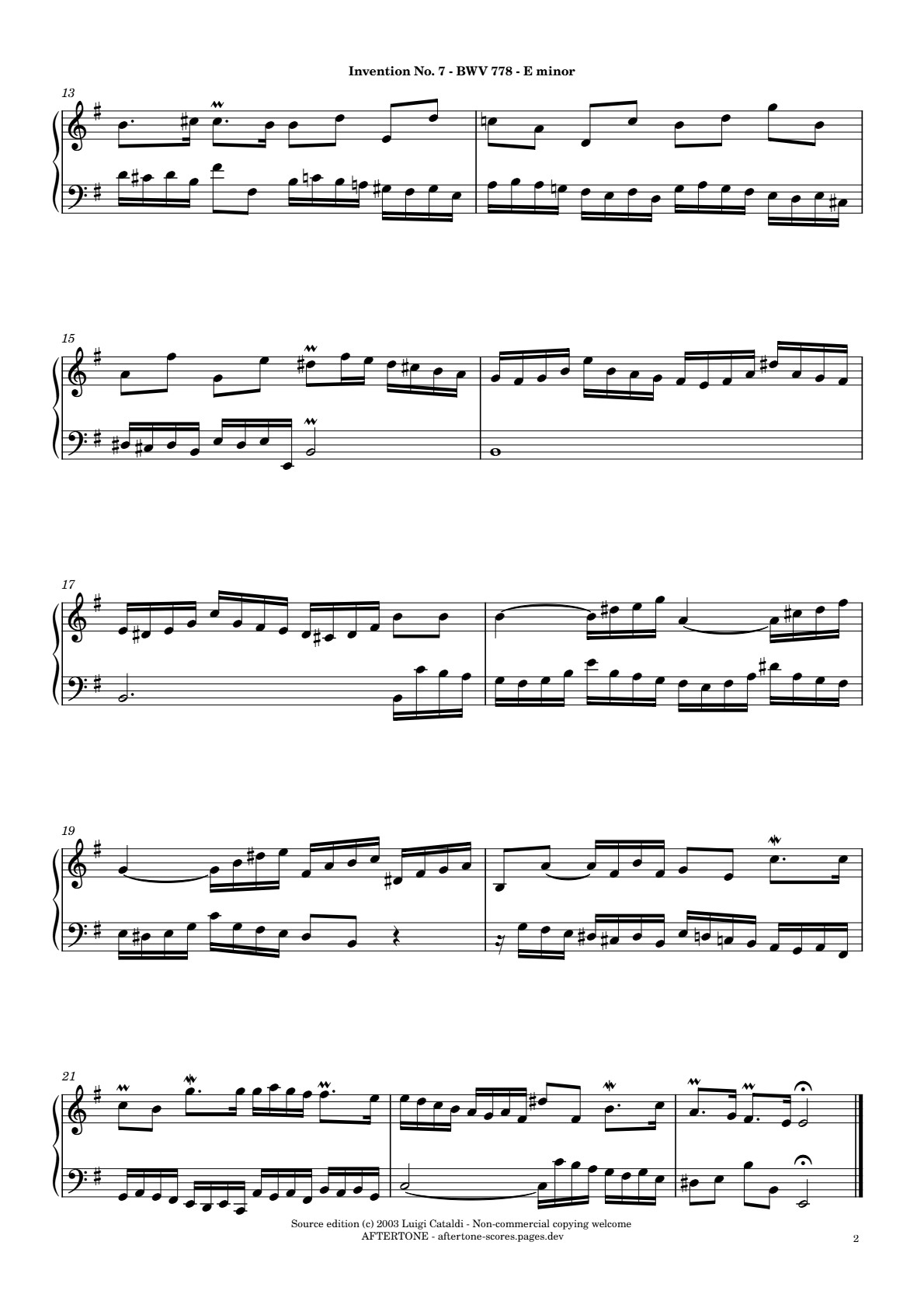 Invention No. 7 in E Minor, BWV 778 piano sheet music, page 2
