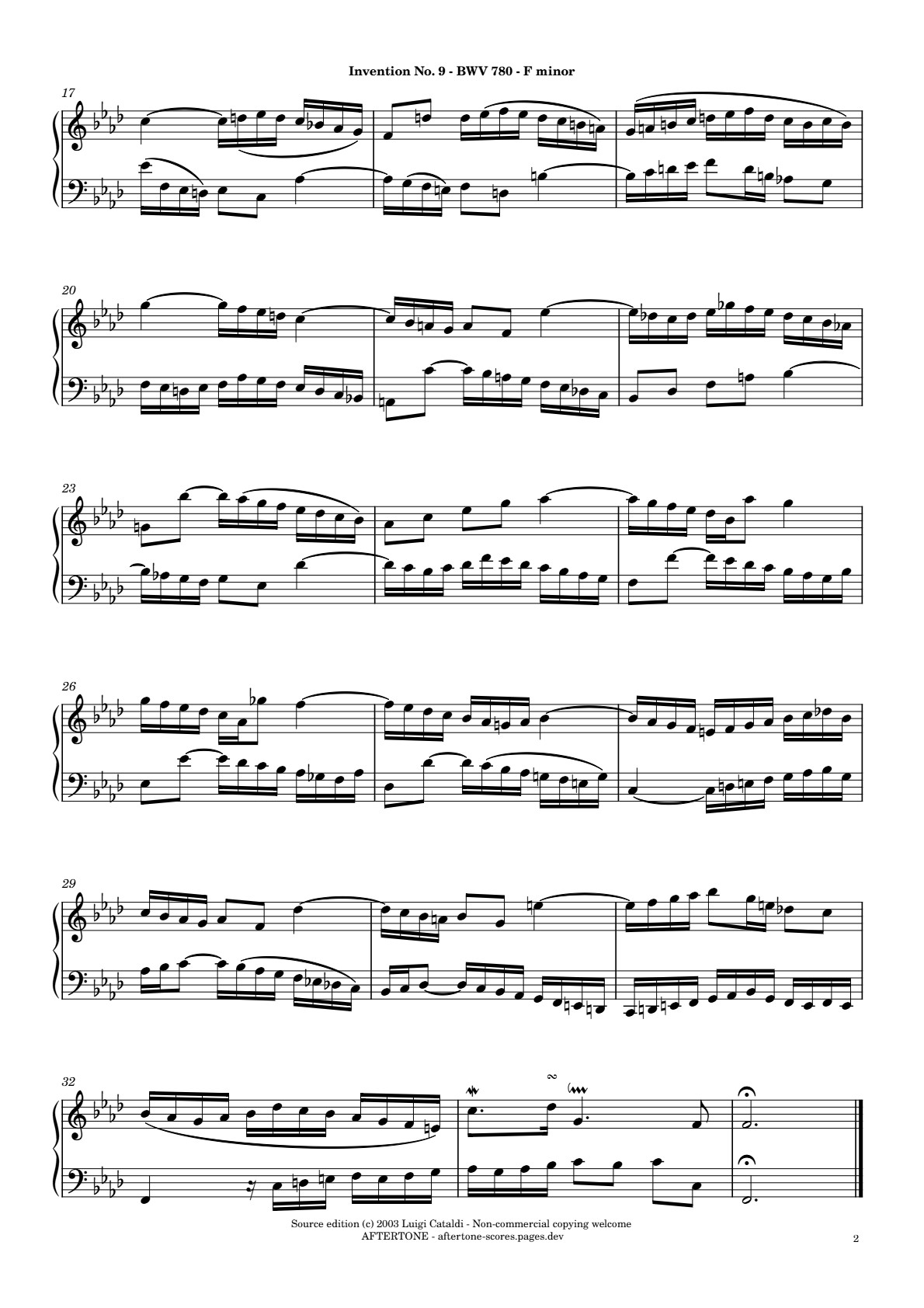 Invention No. 9 in F Minor, BWV 780 piano sheet music, page 2