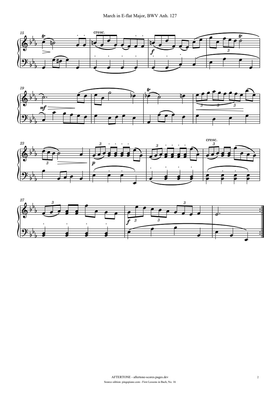 March in E-flat Major, BWV Anh. 127 piano sheet music, page 2