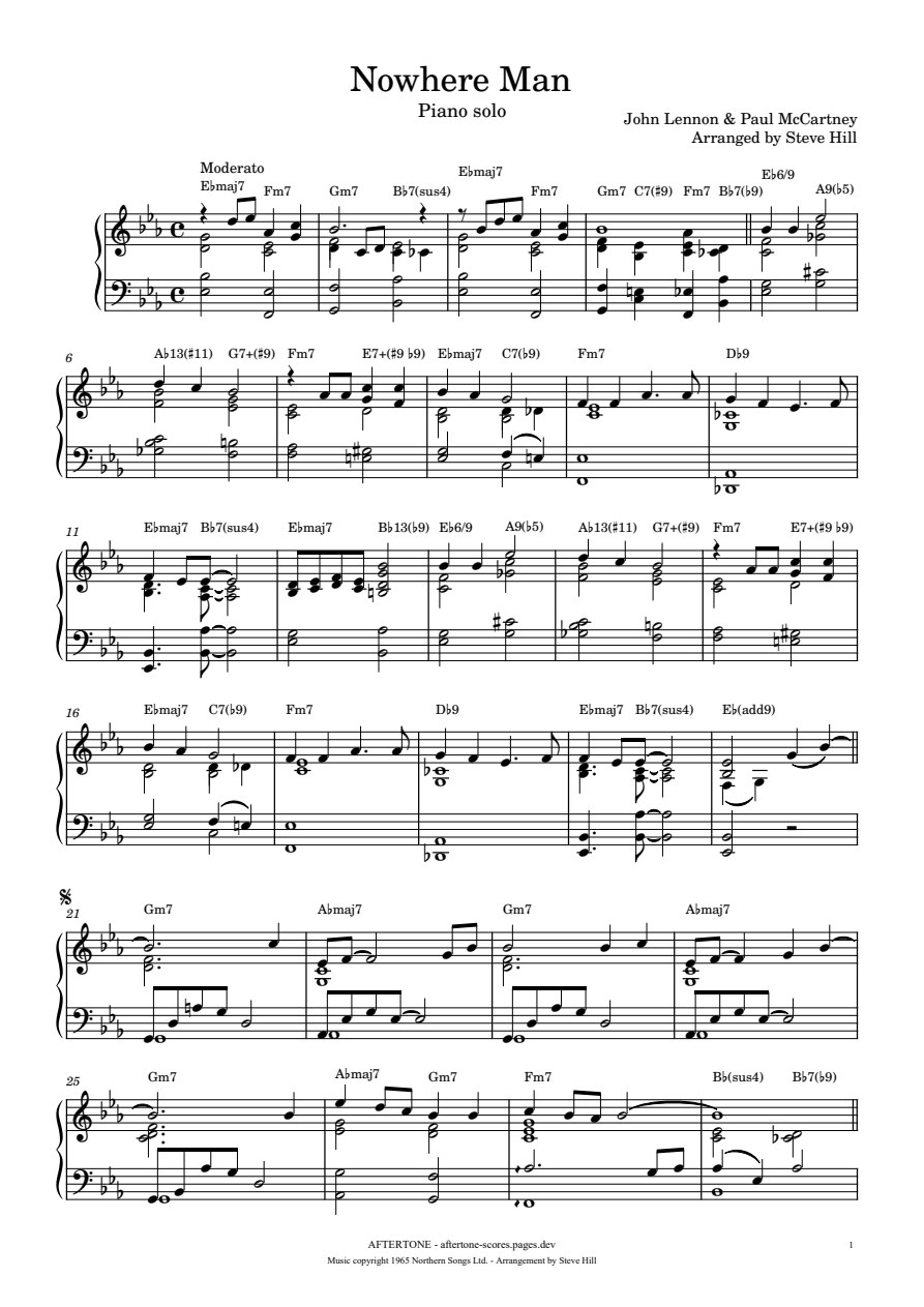 Nowhere Man piano sheet music, page 1