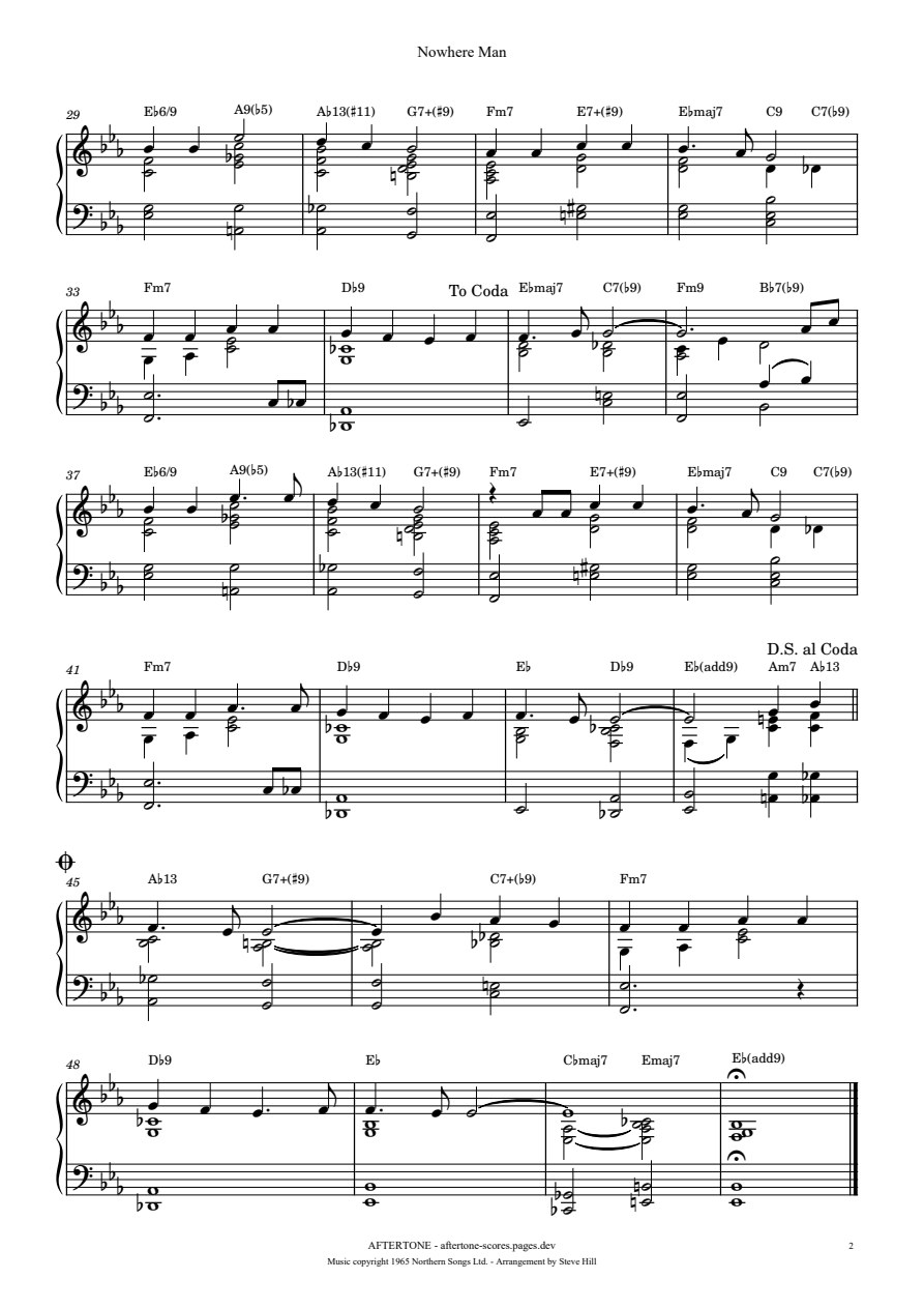 Nowhere Man piano sheet music, page 2