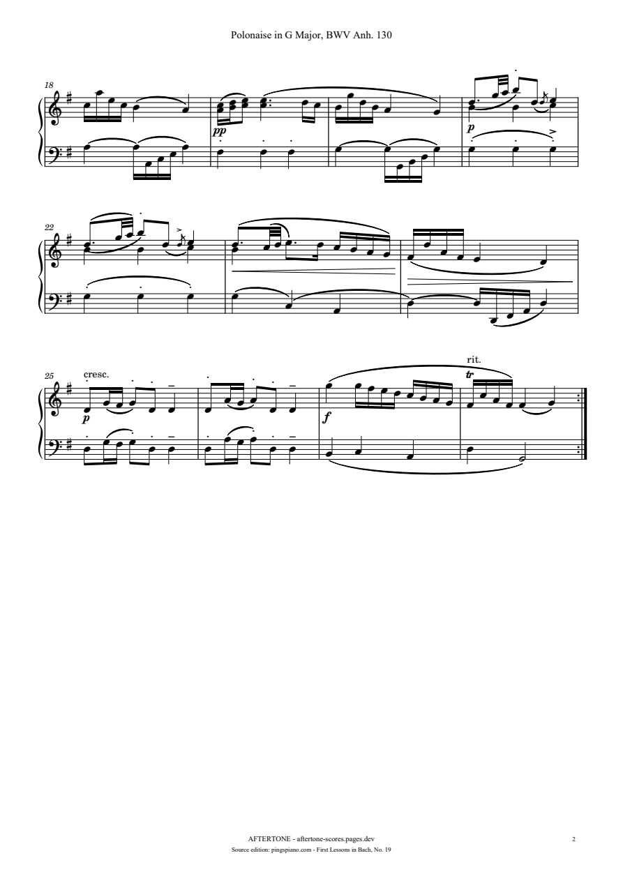 Polonaise in G Major, BWV Anh. 130 piano sheet music, page 2