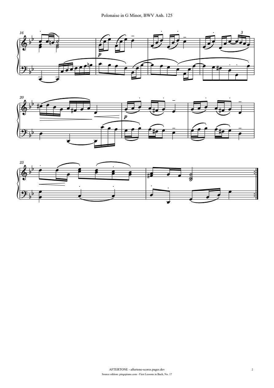 Polonaise in G Minor, BWV Anh. 125 piano sheet music, page 2