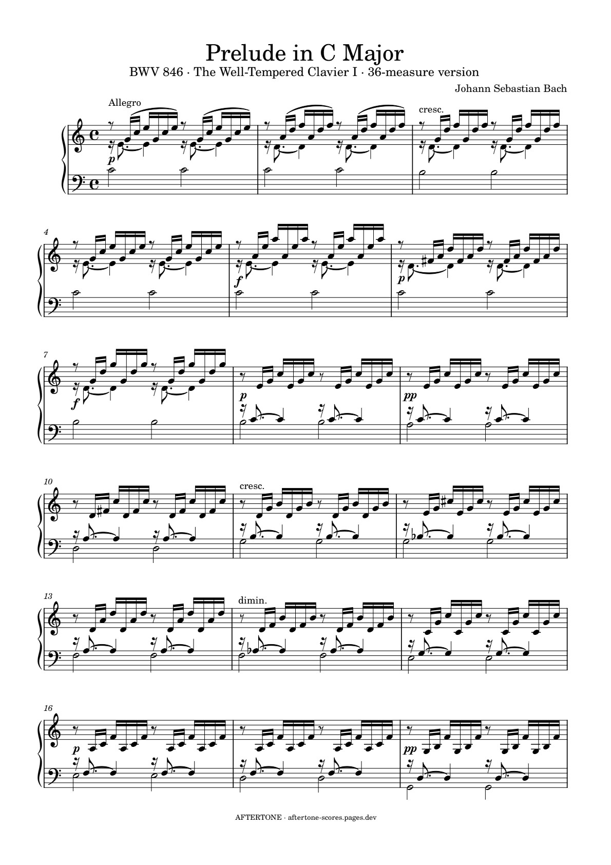 Prelude in C Major, BWV 846 piano sheet music, page 1