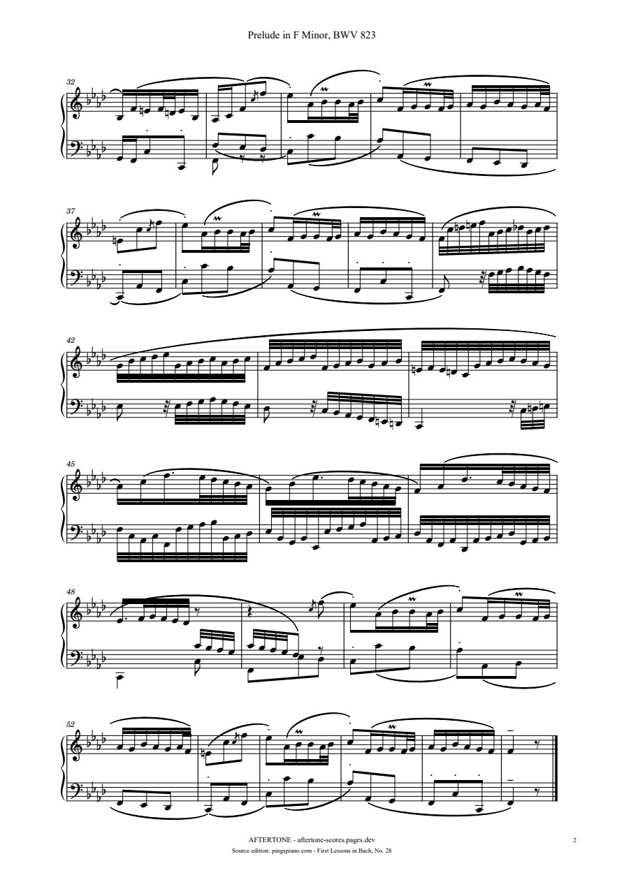Prelude in F Minor, BWV 823 piano sheet music, page 2