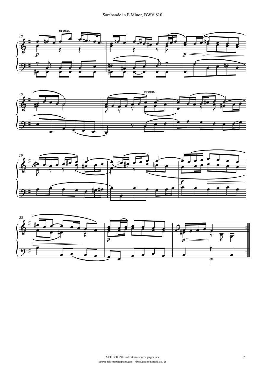 Sarabande in E Minor, BWV 810 piano sheet music, page 2