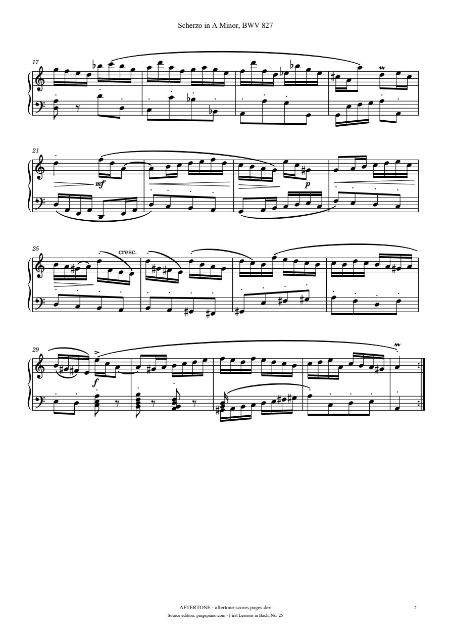 Scherzo in A Minor, BWV 827 piano sheet music, page 2