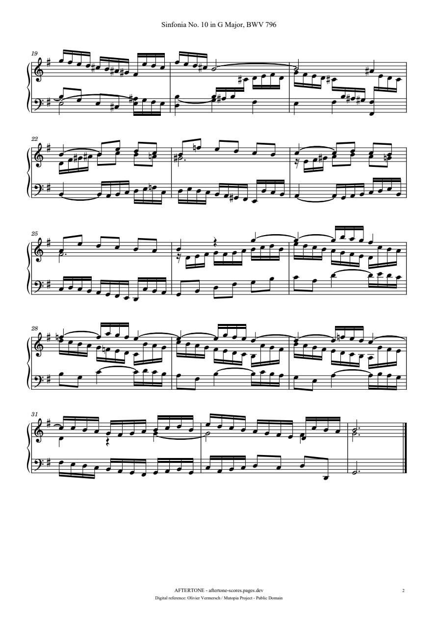 Sinfonia No. 10 in G Major, BWV 796 piano sheet music, page 2