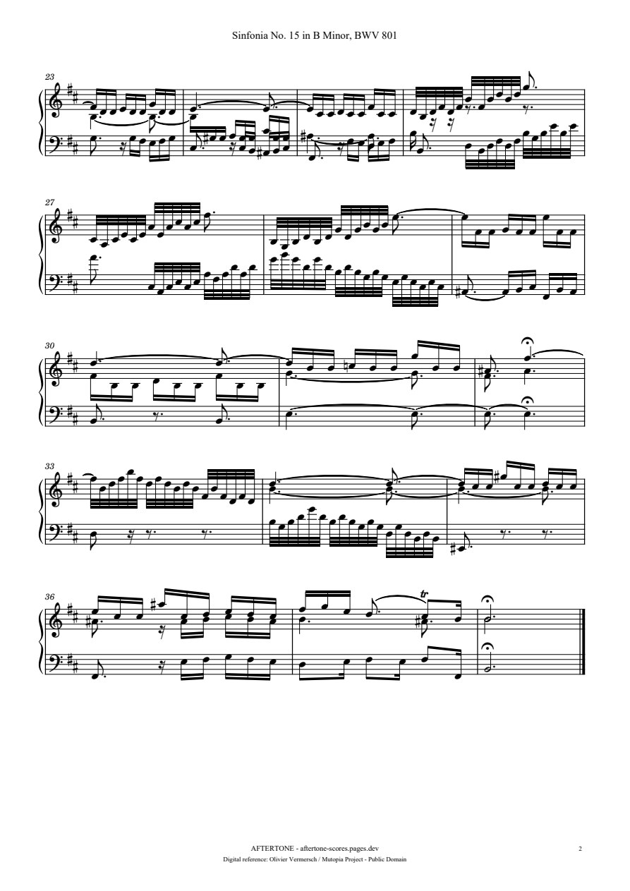 Sinfonia No. 15 in B Minor, BWV 801 piano sheet music, page 2