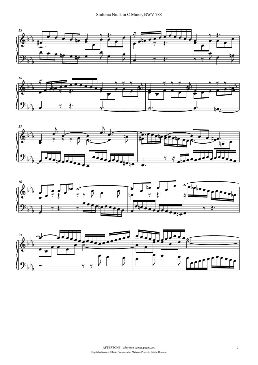 Sinfonia No. 2 in C Minor, BWV 788 piano sheet music, page 2