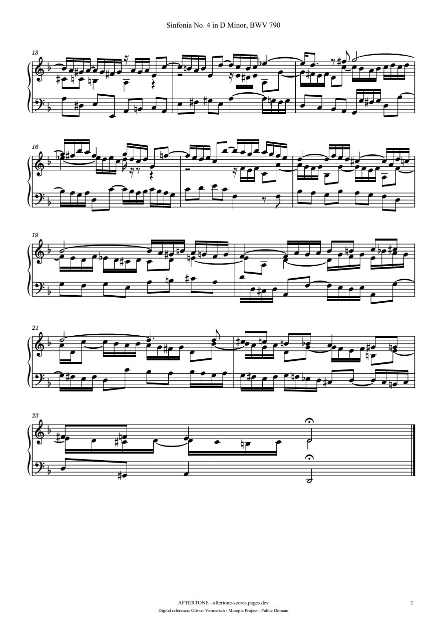Sinfonia No. 4 in D Minor, BWV 790 piano sheet music, page 2