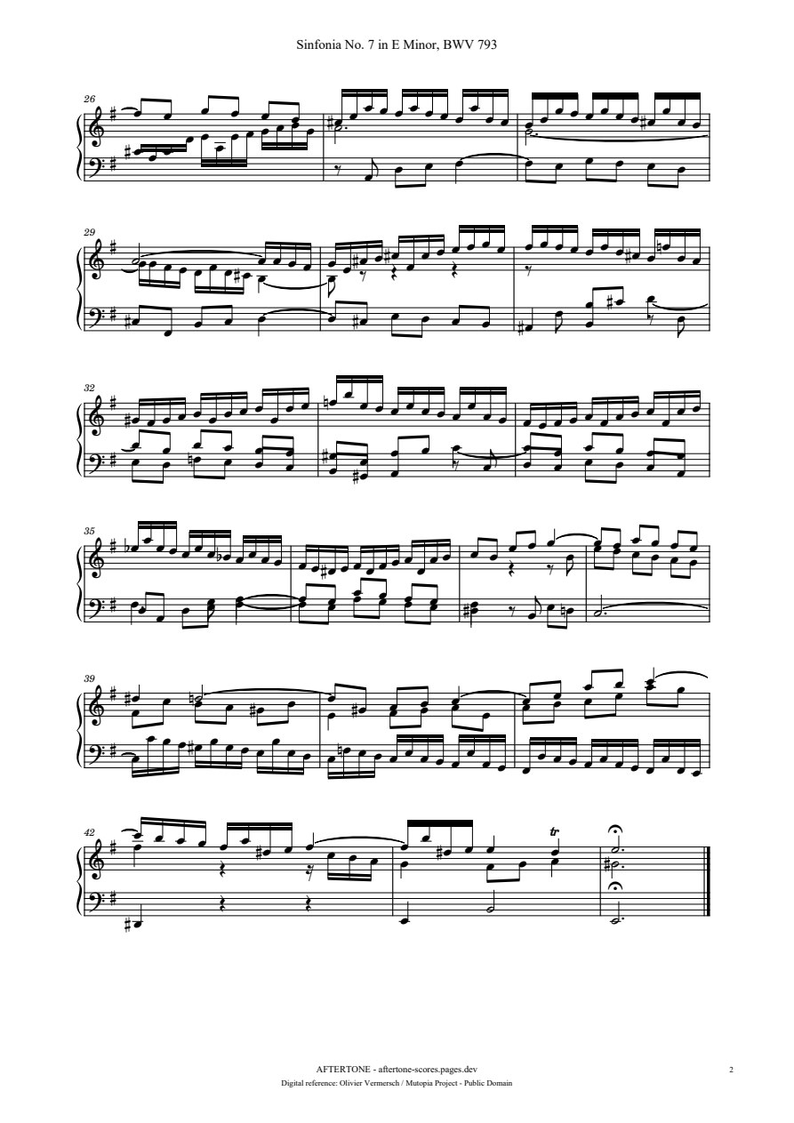 Sinfonia No. 7 in E Minor, BWV 793 piano sheet music, page 2