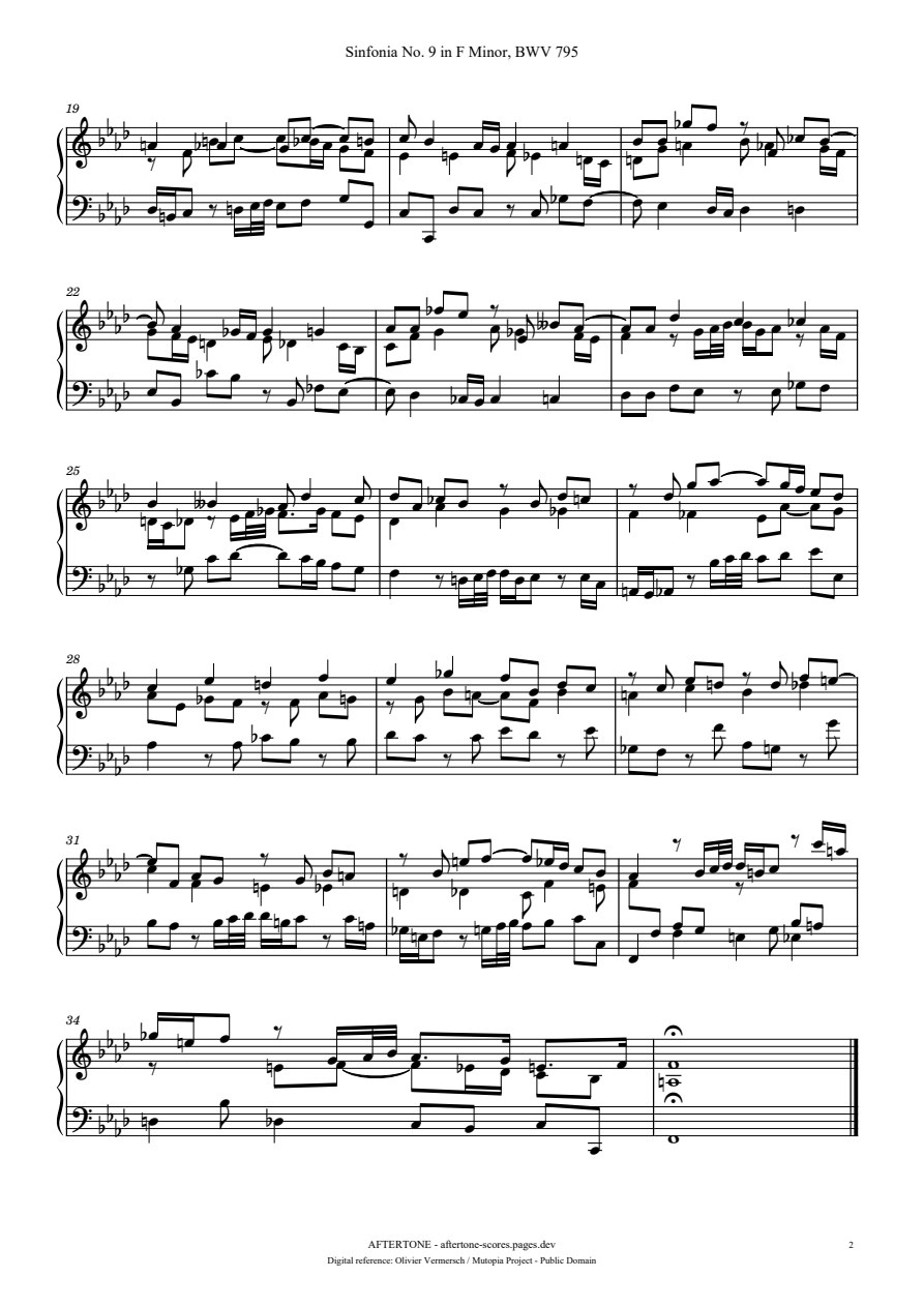 Sinfonia No. 9 in F Minor, BWV 795 piano sheet music, page 2