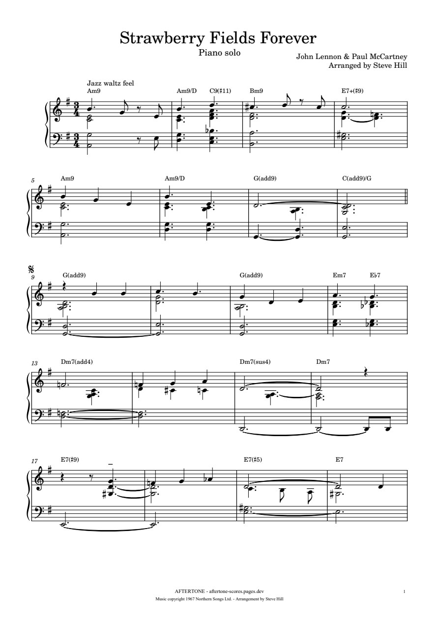 Strawberry Fields Forever piano sheet music, page 1