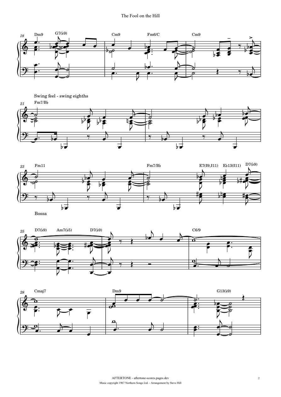 The Fool on the Hill piano sheet music, page 2