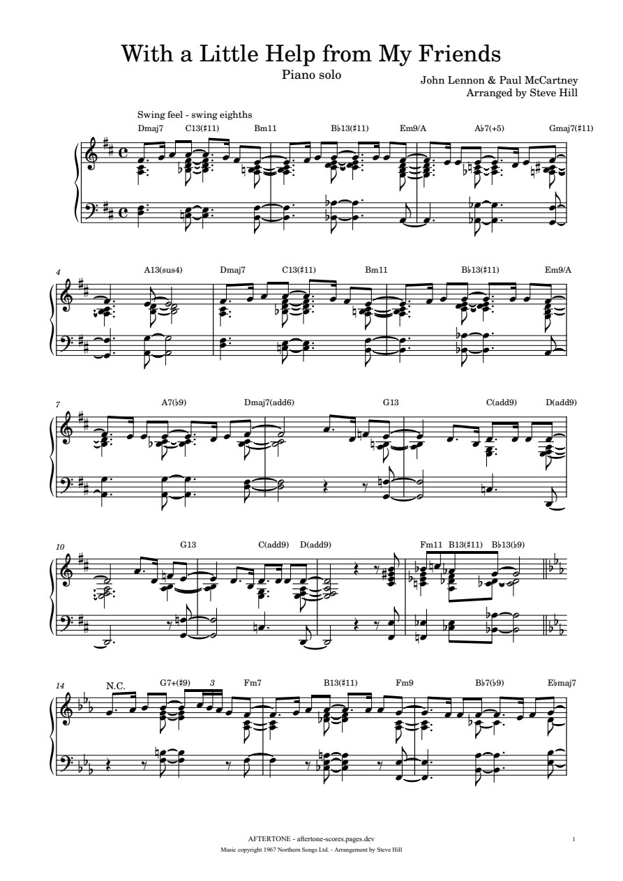 With a Little Help from My Friends piano sheet music, page 1
