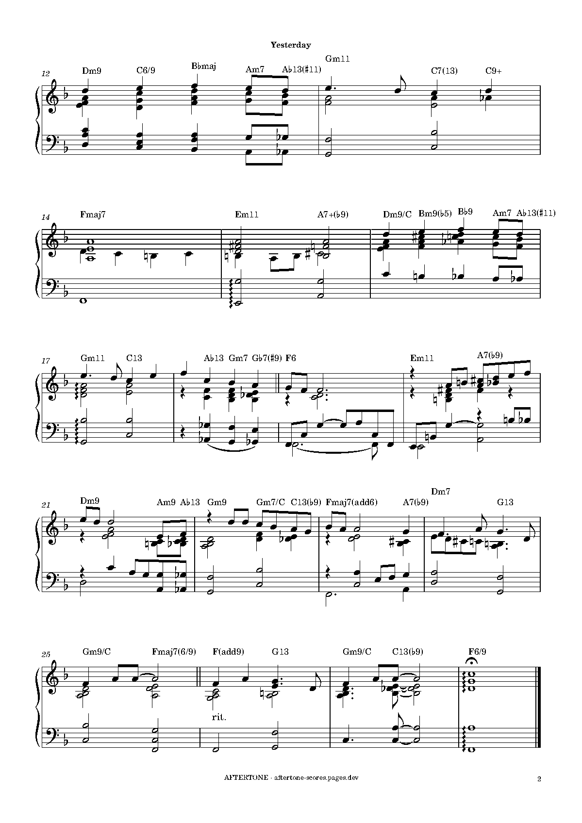 Yesterday piano sheet music, page 2